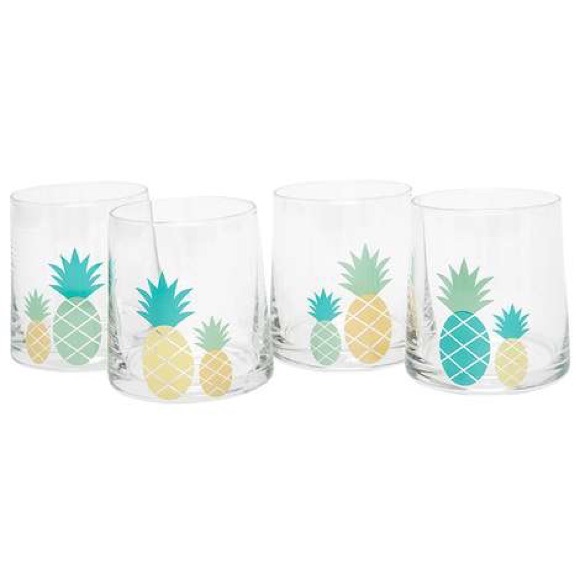 Chic & Tonic Pineapple Lowball Glasses Set of 4 in Box - Picture 3 of 12